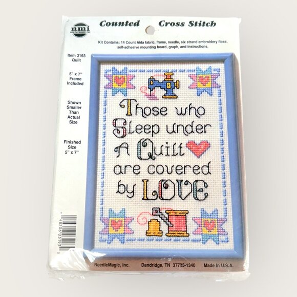 Those Who Sleep Under A Quilt Counted Cross Stitch Kit 3193 Frame Floss - Picture 1 of 2